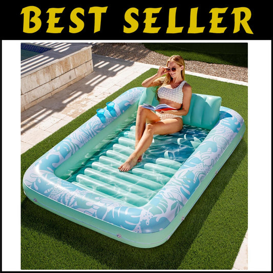Ultimate XL Inflatable Sunbathing Lounger with Headrest - Summer Luxury Float