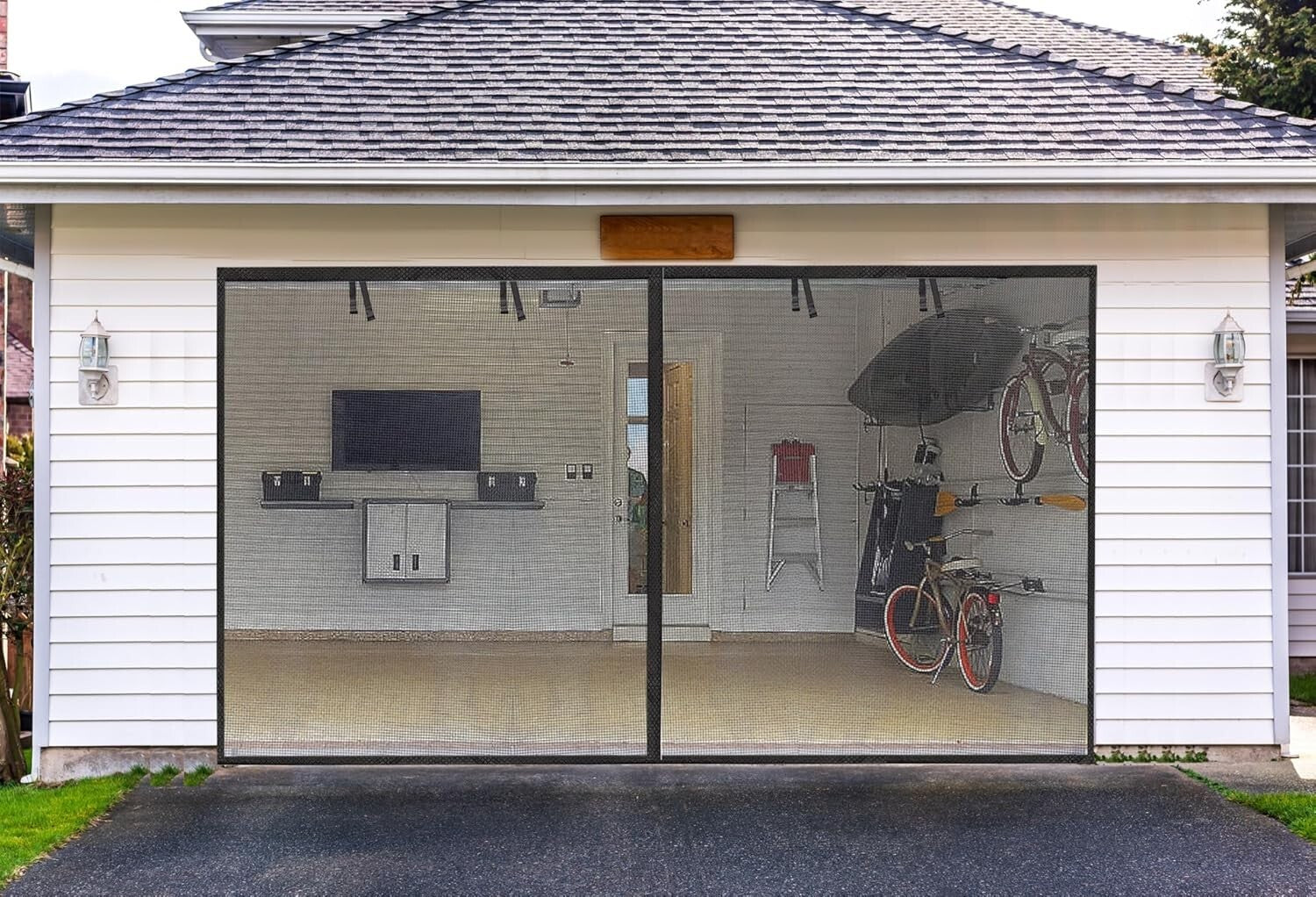 10x7FT Durable Magnetic Garage Screen Door - Fiberglass & Pet-Friendly Access