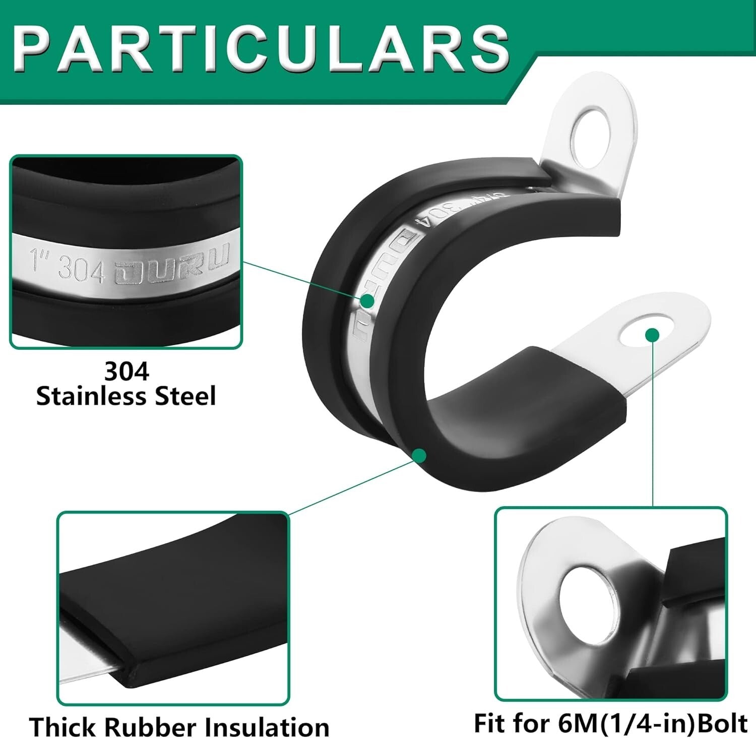 Rubber Coated 3/4 Inch Cable Clamps – 100PCS Insulated for Safe Installation