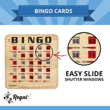 Load image into Gallery viewer, Durable Woodgrain Bingo Cards with Sliding Windows - Ideal for Family Gatherings