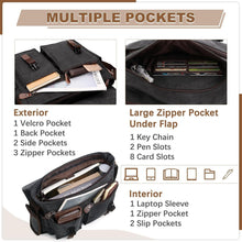 Load image into Gallery viewer, Elegant Cotton Canvas Messenger Bag with 14 Pockets - Ideal for Work &amp; Travel