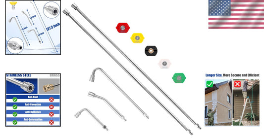 Durable 120" Pressure Washer Extension Wand with Leak-Free Design & Accessories