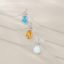 Load image into Gallery viewer, Sparkling Aquamarine Birthstone Pendant Necklace with 16" Chain &amp; Diamonds