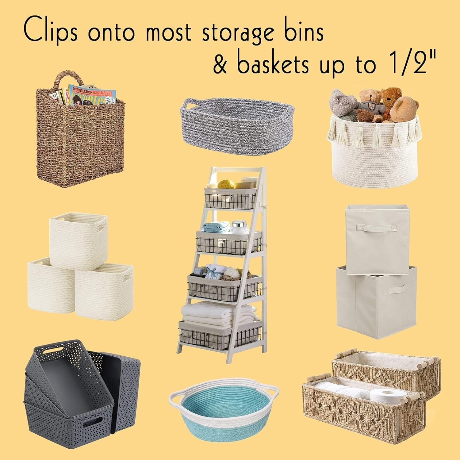 Chic 18 Metal Pantry Baskets with Removable Labels and 4 White Chalk Markers