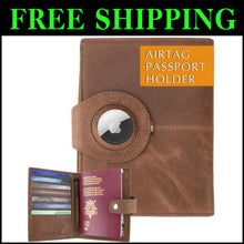 Load image into Gallery viewer, Travel Document Holder with RFID &amp; AirTag Compatibility - Elegant Brown Leather