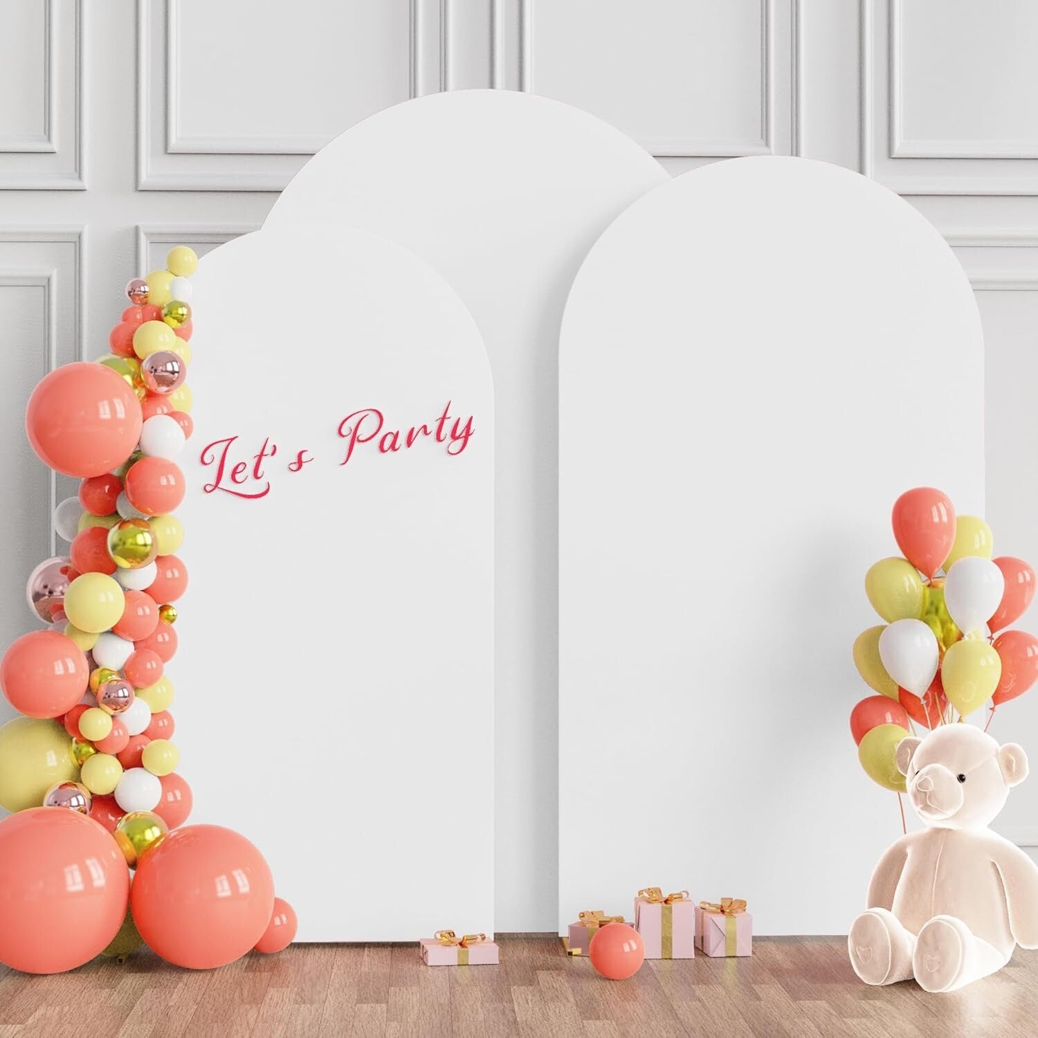 Durable 3-Piece White Spandex Wedding Arch Covers for All Occasions Decoration