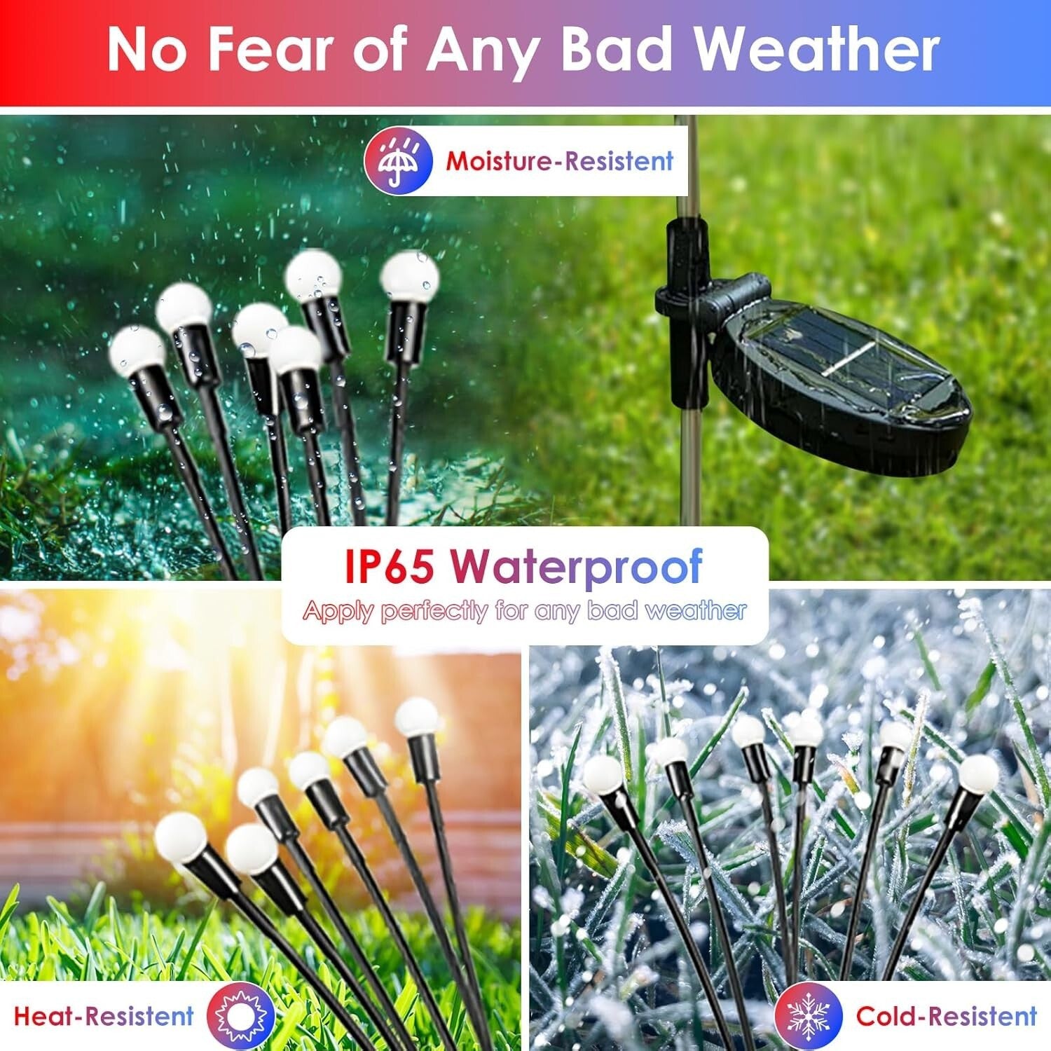 6 Pack Solar LED Firefly Lights - Perfect for Independence Day & Garden Decor