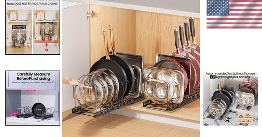 Customizable 2-Pack Pan Organizers with Adjustable Dividers for Tight Spaces