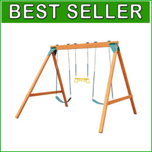 Load image into Gallery viewer, Brown Cedar Ranger Swing Set with Coated Chains - Safe Playground Experience