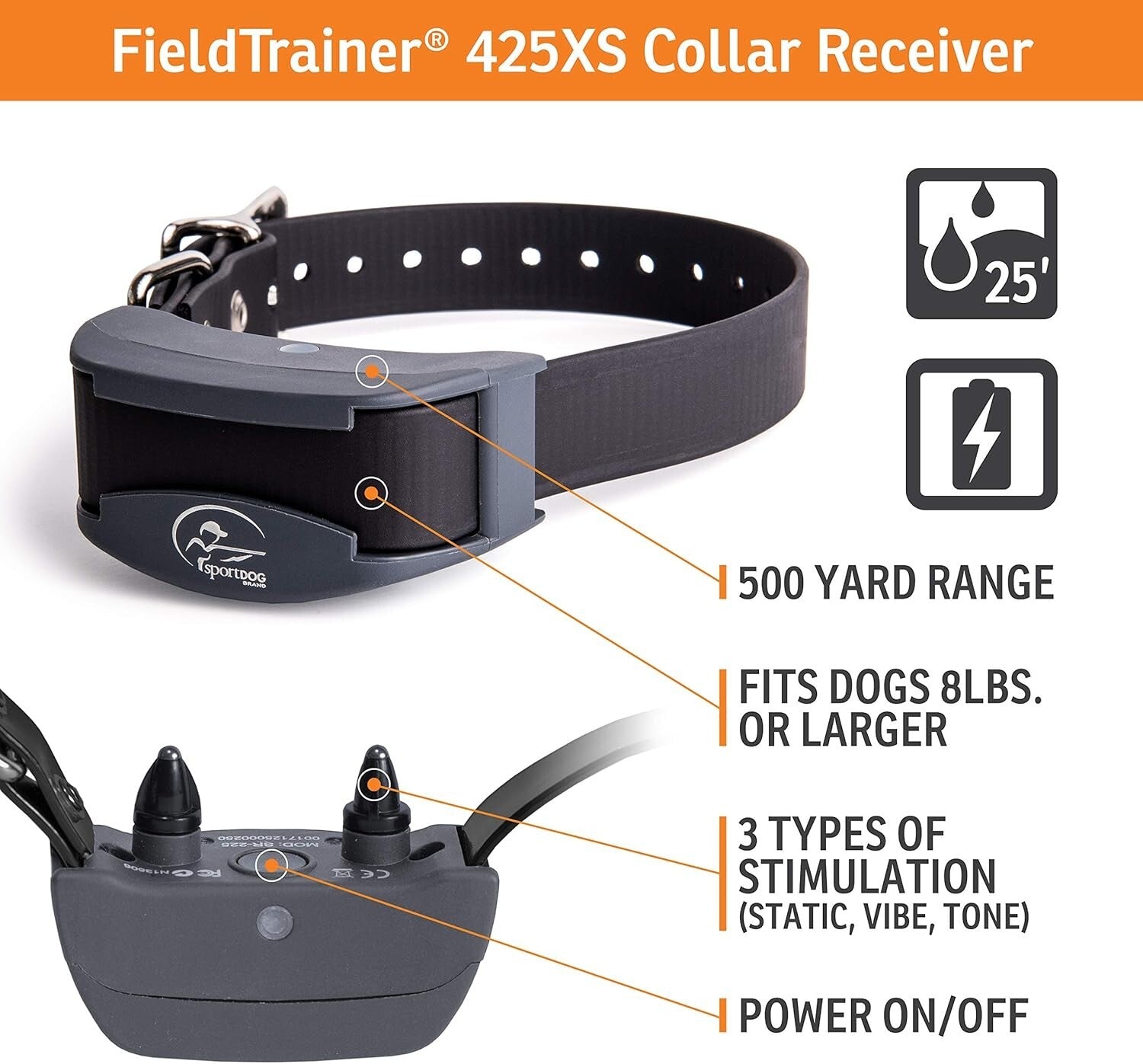 FieldTrainer 425XS Submersible Dog Training Collar - Adjustable for All Breeds