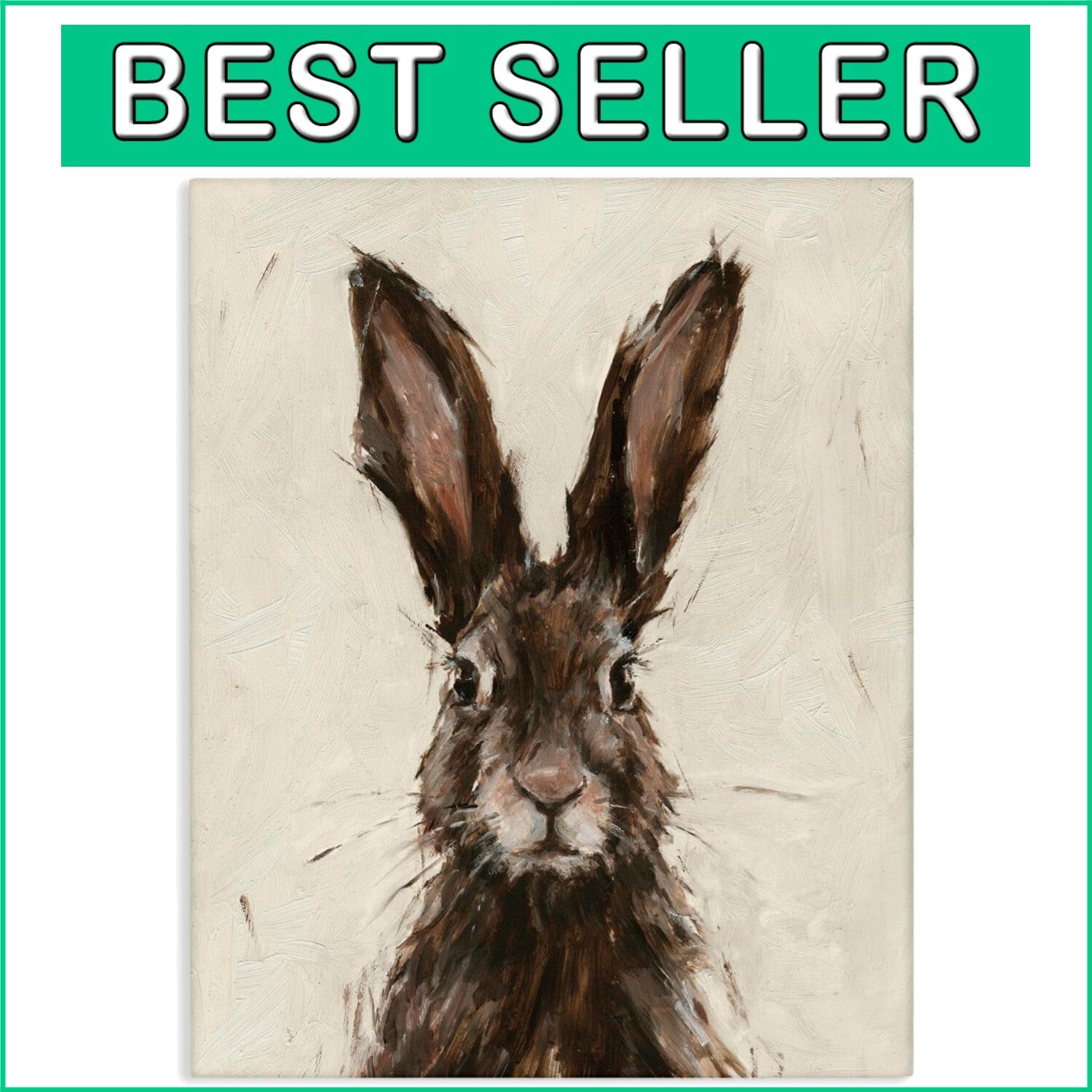 Elegant Brown European Rabbit Portrait Painting - Ready to Hang Canvas Art