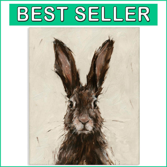 Elegant Brown European Rabbit Portrait Painting - Ready to Hang Canvas Art