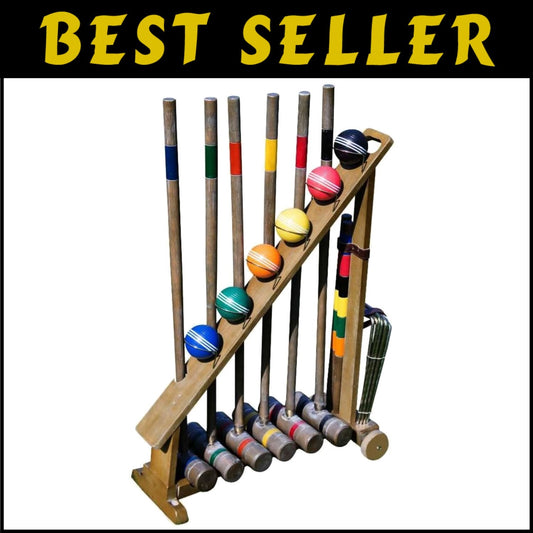 Durable Outdoor Croquet Set for 6 with All-Weather Mallets and Colorful Stakes