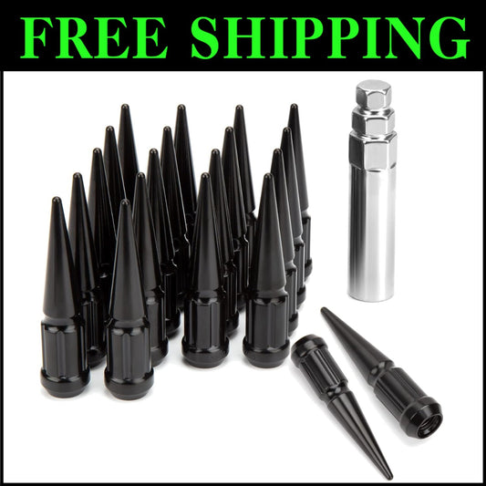 M12x1.5 Stylish Spike Lug Nuts - 20 Closed End 3.35” Set with Socket Key