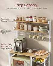 Load image into Gallery viewer, 35.4 Inch Microwave Stand with 4 AC Outlets - Sturdy Kitchen Organizer in Oak