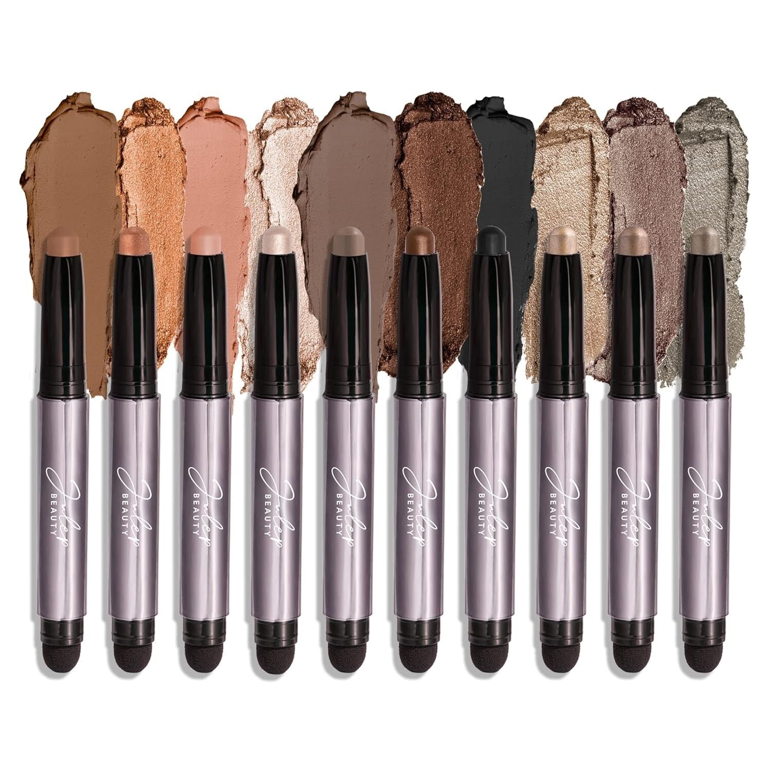 10-Piece Matte and Shimmer Eyeshadow Stick Palette - Waterproof & Nourishing