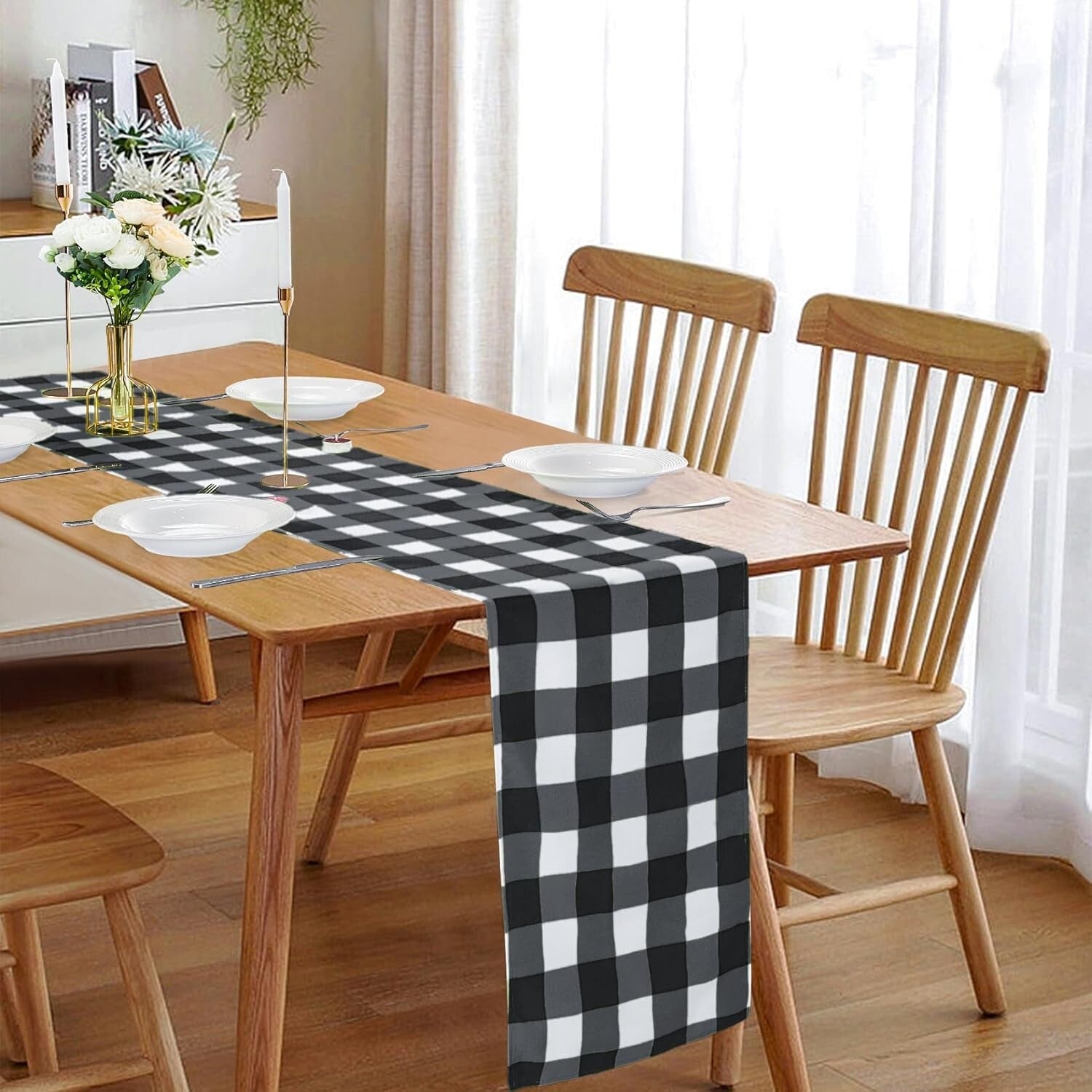 Fashionable 12-Pack Gingham Table Runners 14" x 108" for Stylish Dining Events