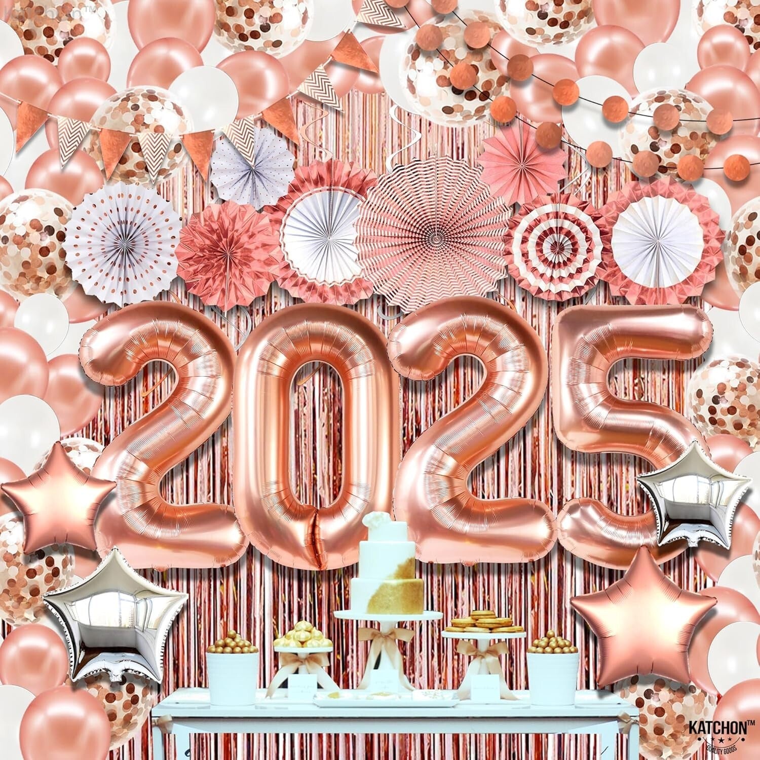 Giant 40-Inch 2025 Balloons with Fringe Backdrop for Ultimate Grad Celebration