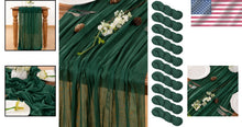 Load image into Gallery viewer, Versatile 10 FT Emerald Green Cheesecloth Table Runner Set for Chic Table Decor