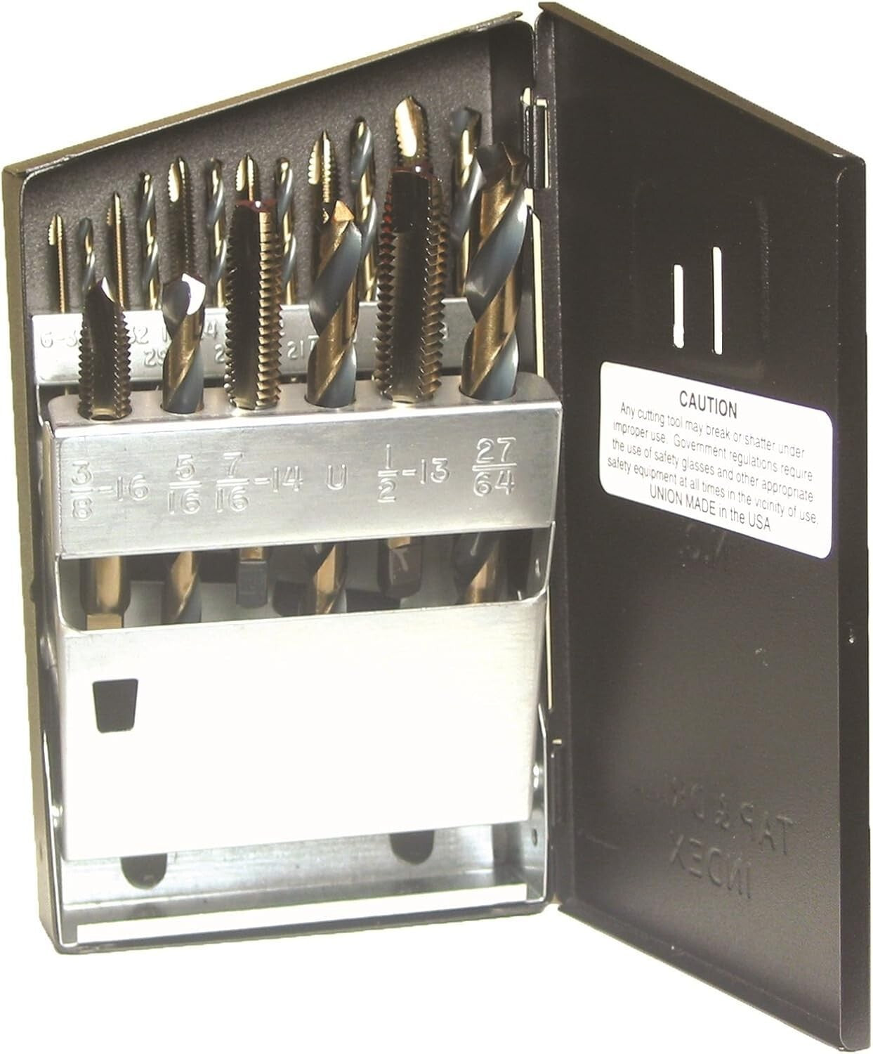 18-Piece Premium Drill and Tap Set - High-Speed Spiral Point, Gold Finish