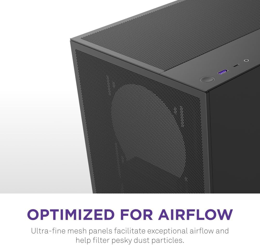 Durable H5 Flow 2024 Mid-Tower Case - 120mm Fans, Tempered Glass, & Black Finish