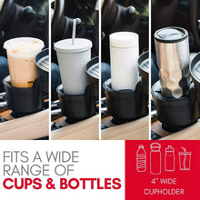 Load image into Gallery viewer, Ultimate Car Cup Holder Tray with Phone Slot &amp; Expandable Base for Travel