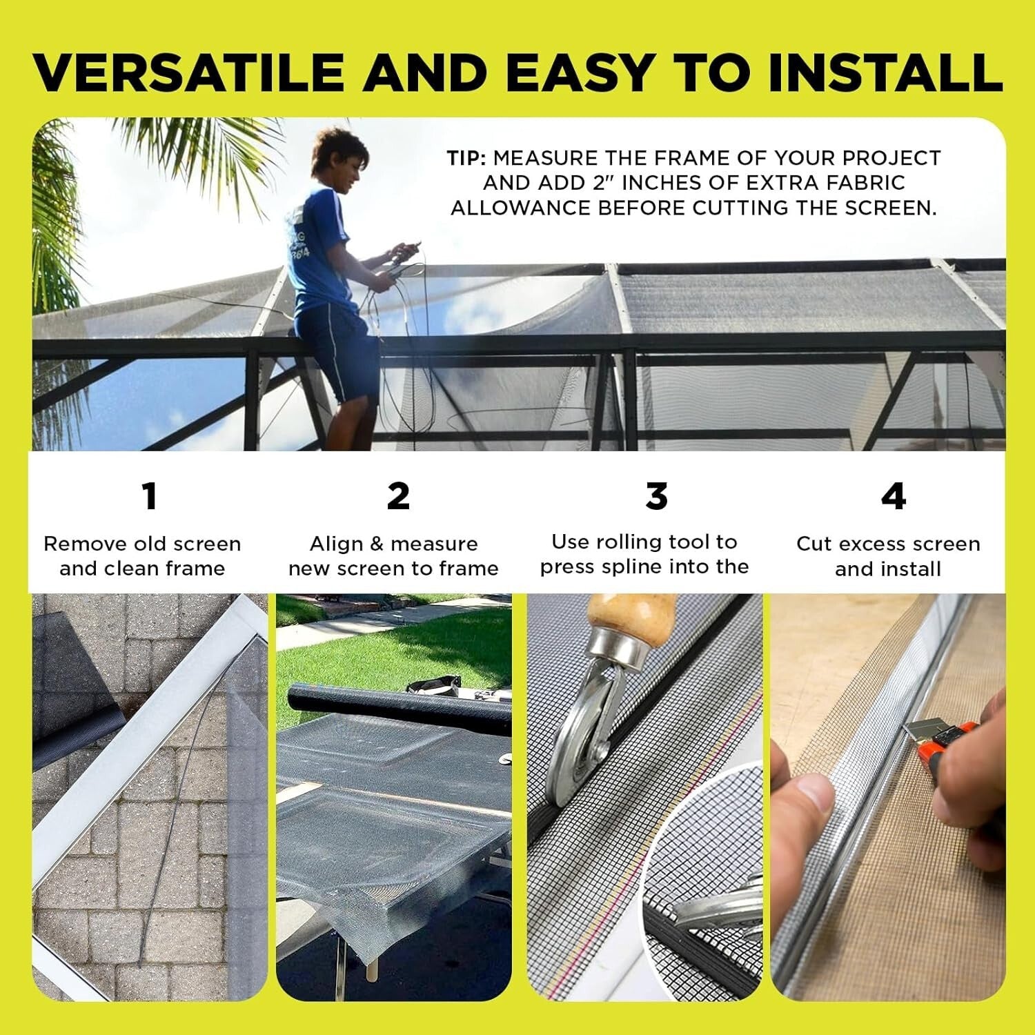 Durable Insect-Blocking 72" x 100 ft Fiberglass Window Screen Mesh Roll