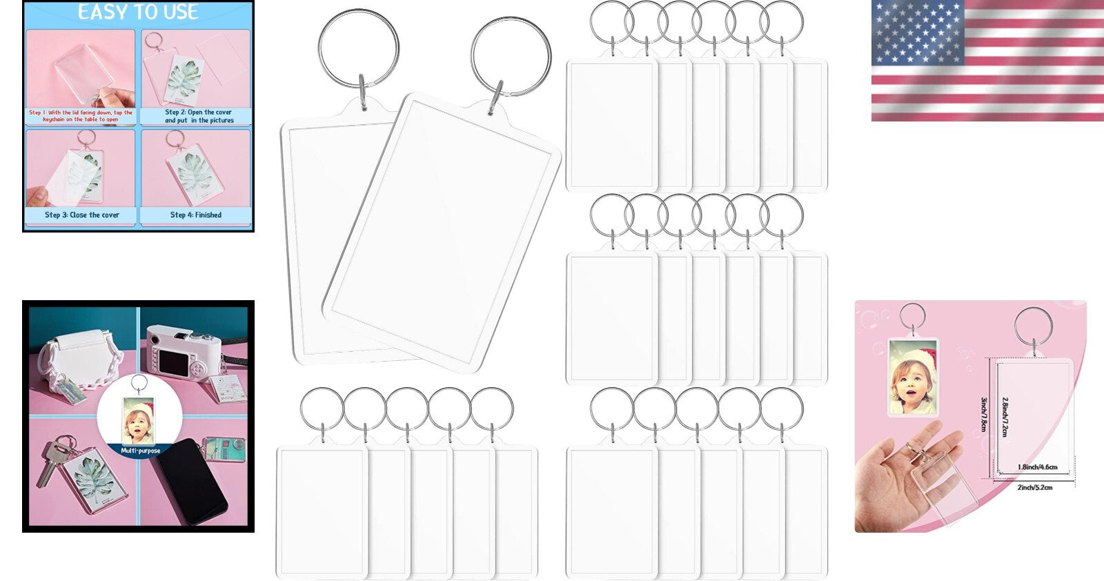 Durable Clear Acrylic Keychain Blanks - Perfect for Crafting and Memorabilia