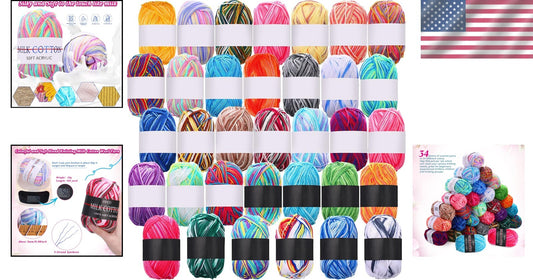 Vibrant 34 Color Milk Cotton Yarn Bundle - Perfect for Custom Crochet Projects