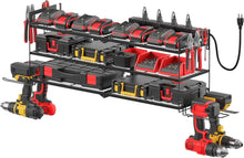 Load image into Gallery viewer, Metal Wall-Mounted Garage Tool Organizer with Power Strip &amp; Drill Holders