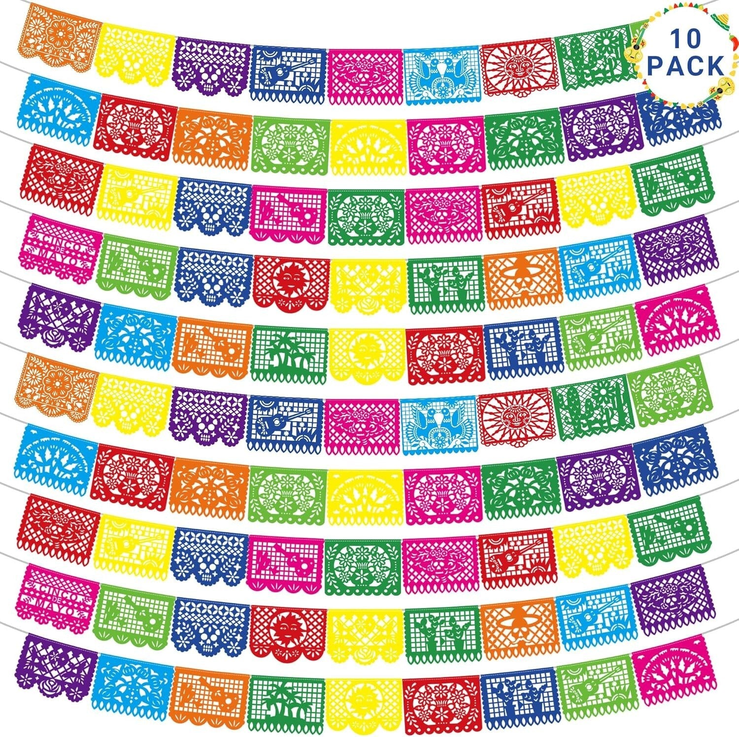 Exquisite 10 Pack Mexican Themed Party Banners - 180 FT for Ultimate Celebration