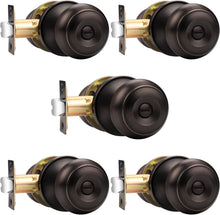 Load image into Gallery viewer, 5 Pack Oil Rubbed Bronze Privacy Door Knobs - Easy Installation &amp; Secure Lock