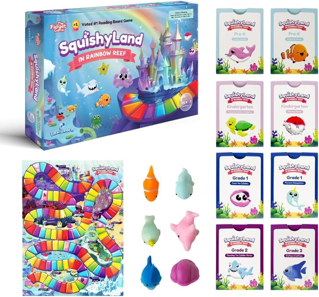 Rainbow Reef Educational Phonics Game with Mochi Squishy Toys - Fun for Kids!