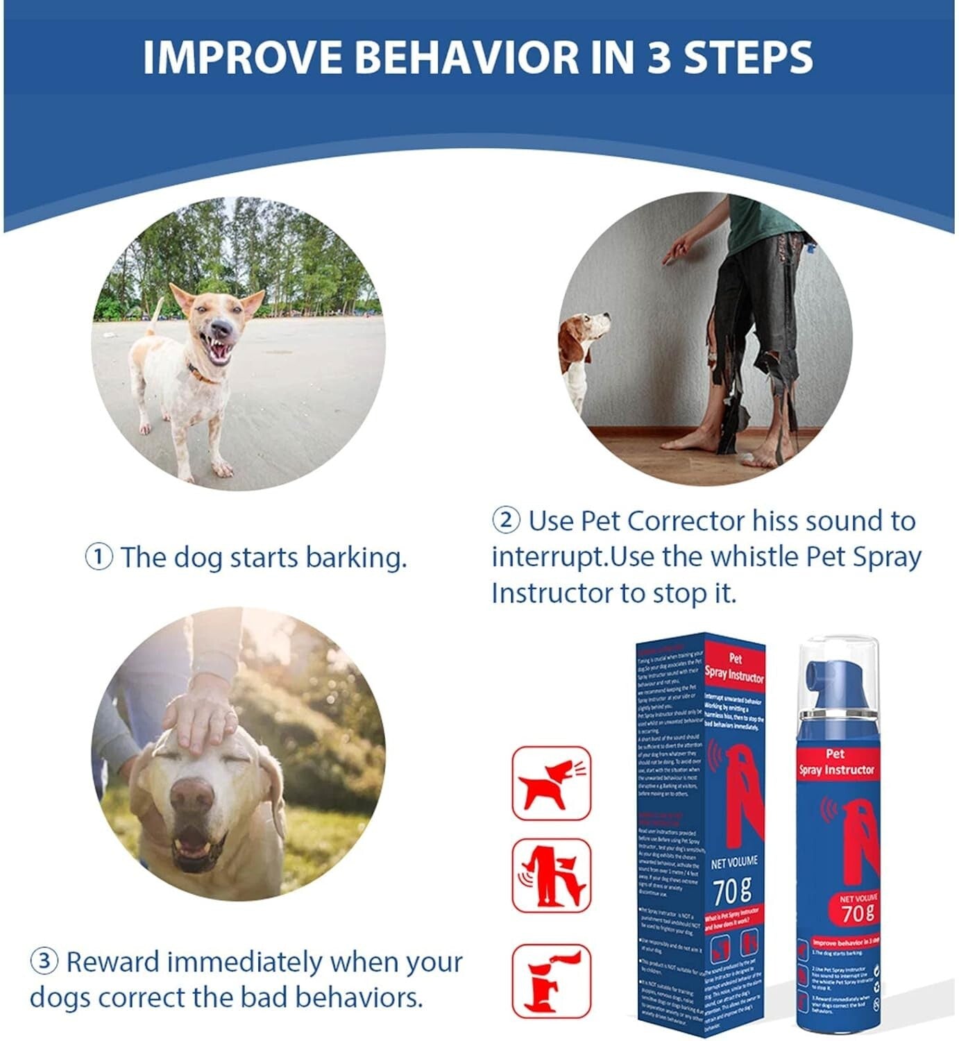4-Pack of 70ml Dog Instructor Spray - Instant Correction for Unwanted Behaviors