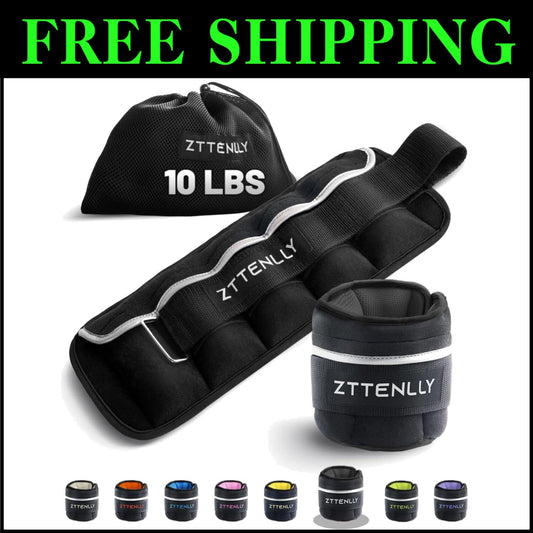 Eco-Friendly Adjustable Ankle Weights with Reflective Safety Trim & Carry Bag