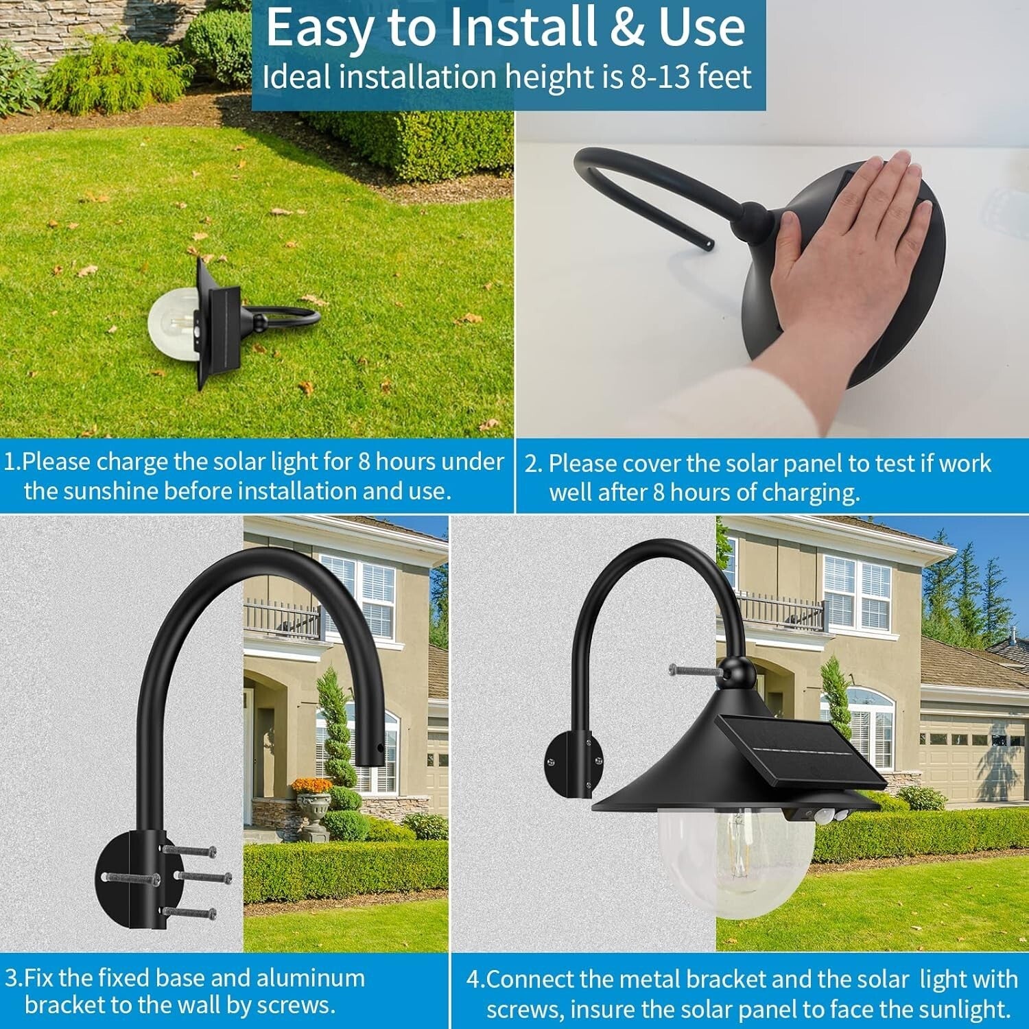 Elegant Solar Barn Wall Light with 3 Adjustable Modes - Vintage Style