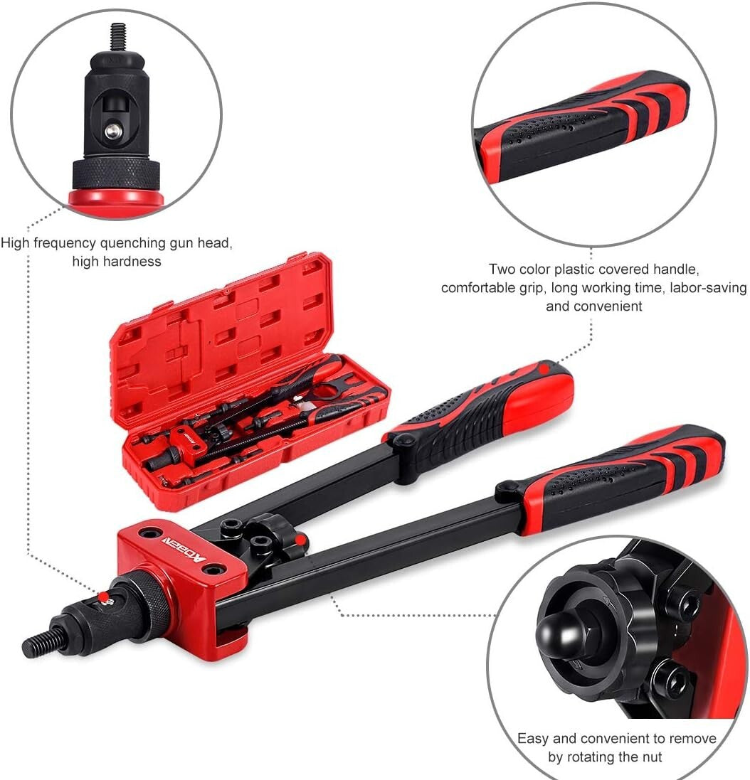 Heavy-Duty 14" Rivet Nut Tool - Quick Change, Durable Design & Full Accessories