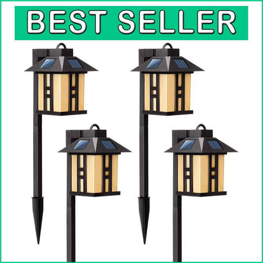 Elegant Japanese Solar Lights - 4 Pack Waterproof Pathway Garden Illumination