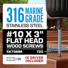 Load image into Gallery viewer, 316 Marine Grade Stainless Steel Wood Screws - 350 Pack for Coastal Projects