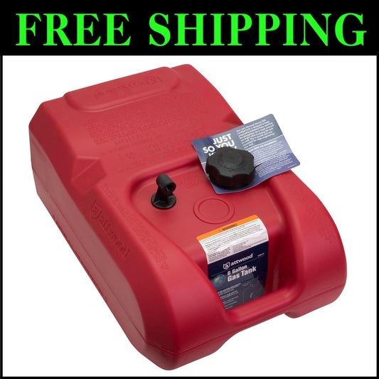 EPA Certified 6-Gallon Portable Marine Fuel Tank with Built-In Vacuum Valve
