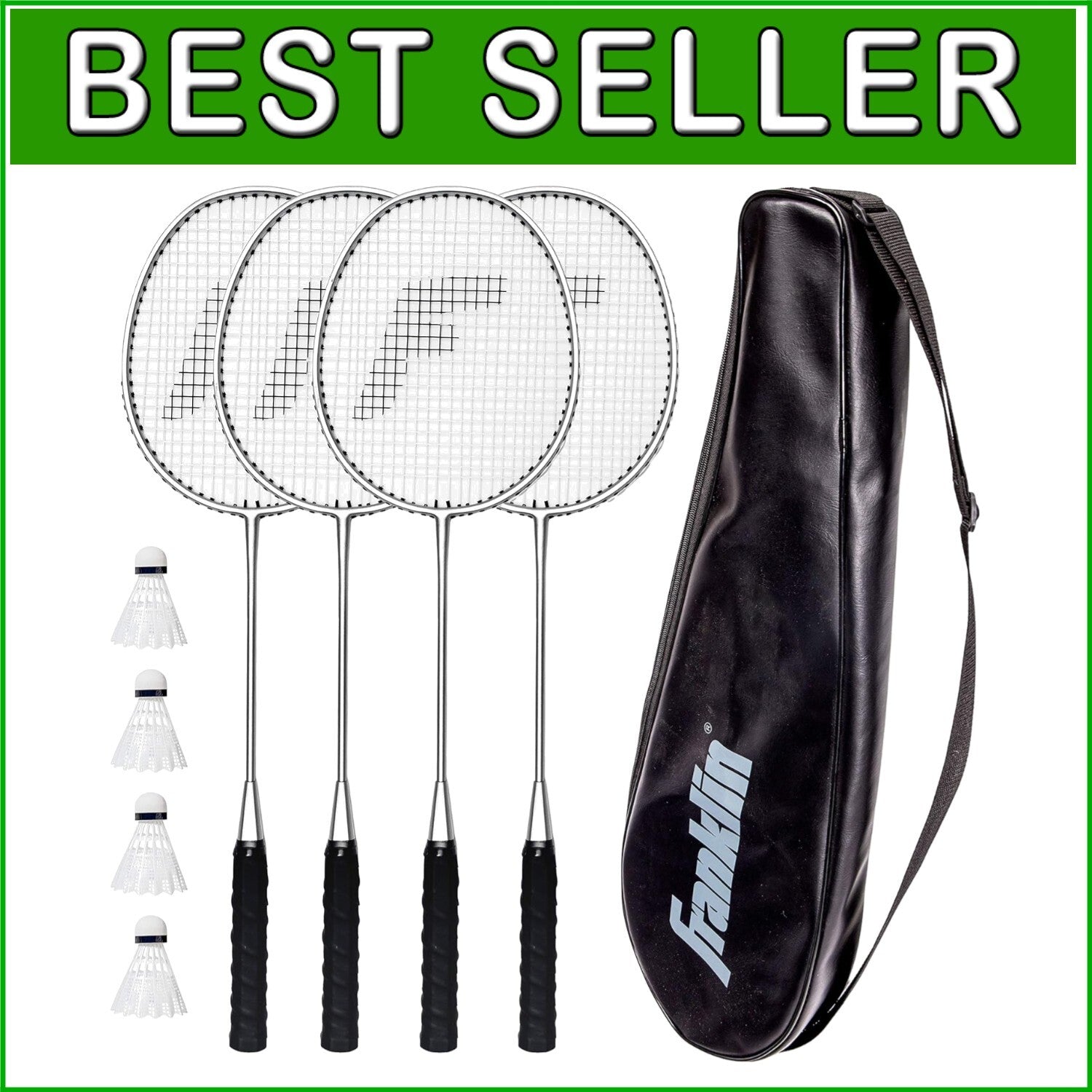 Family-Friendly Badminton Racket Set - Includes 4 Rackets & Shuttlecocks