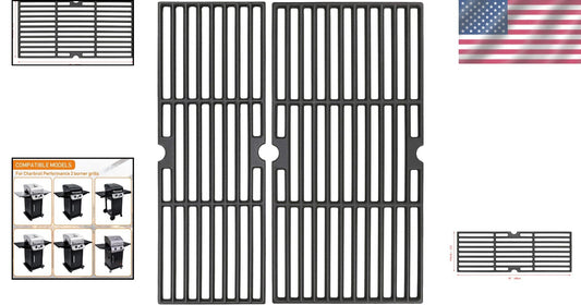 Versatile 2 Piece Cast Iron Grill Grates - Fits Charbroil Gas Grills 463673017