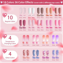 Load image into Gallery viewer, Gift-Ready 18 Color Poly Nail Gel Kit: Glitter Nail Art &amp; Temperature Effects