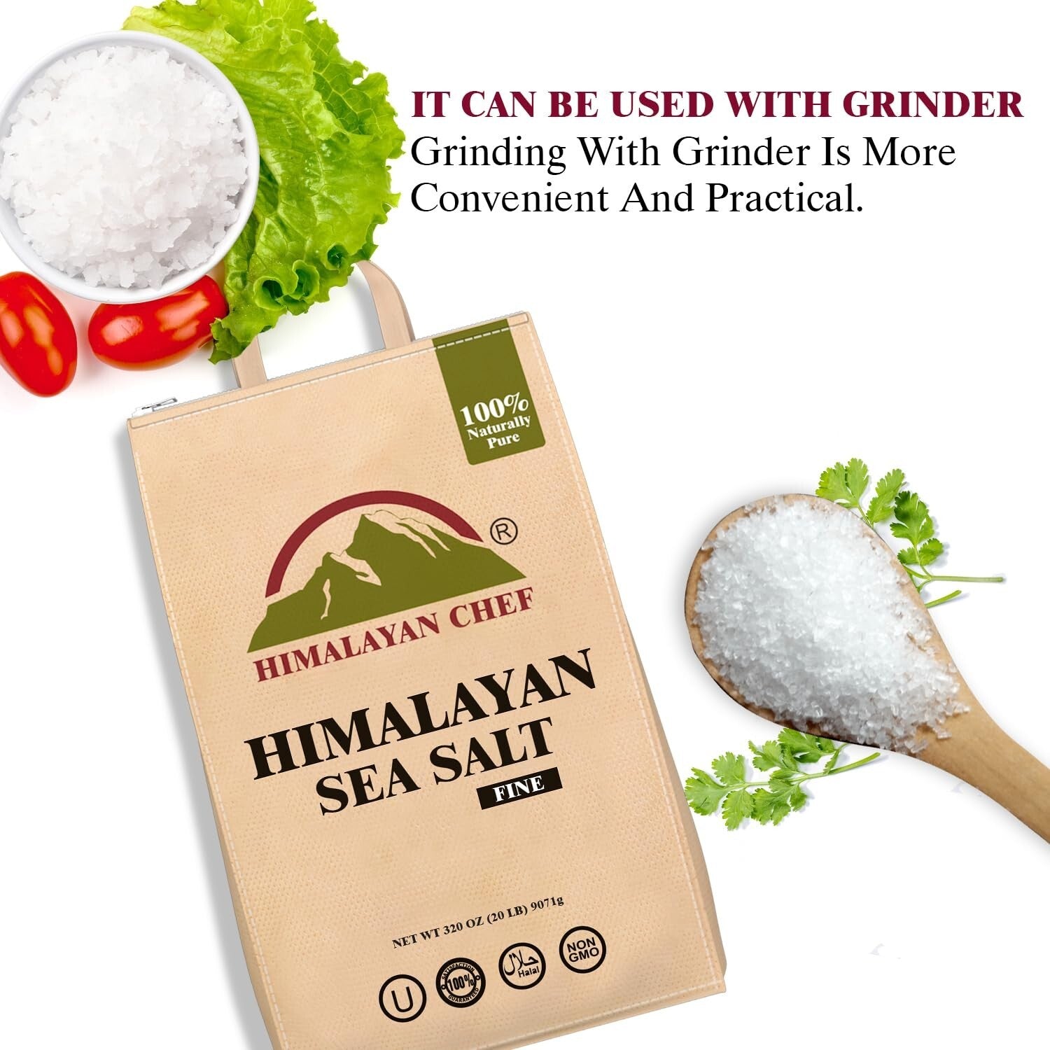 320 Ounce Gourmet Sea Salt Pack, Pure Fine Grain - Gluten Free, No Additives