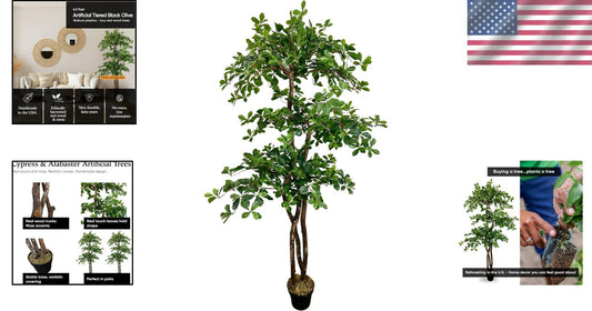 Ethically Sourced Real Wood 3-Tier Olive Tree - 6.5ft Hypoallergenic Decor