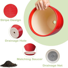 Load image into Gallery viewer, Stylish Round Red Ceramic Planter 10 Inch - Perfect for Flowers &amp; Gifts