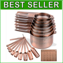 Load image into Gallery viewer, Copper Measuring Cups and Stainless Steel Spoons Set for Perfect Precision
