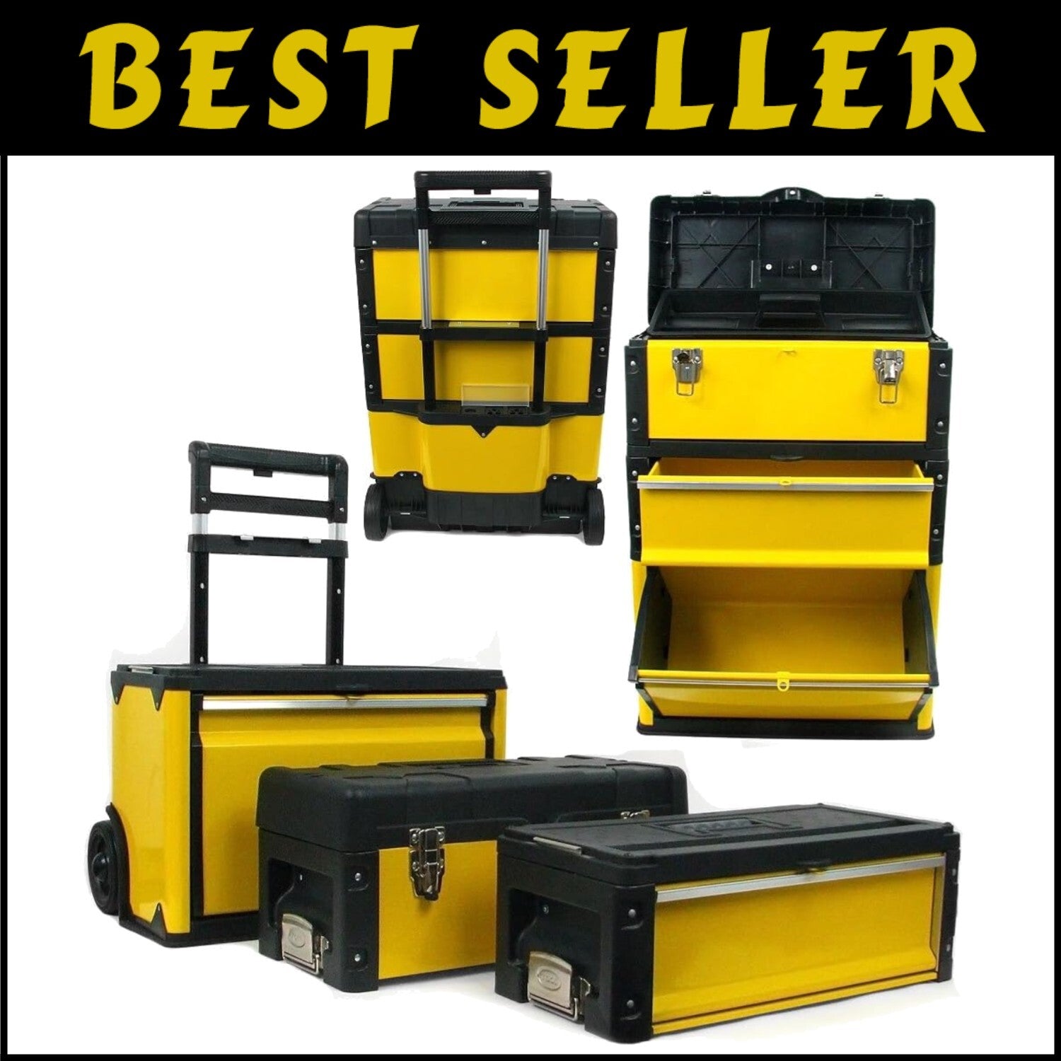 Durable Tool Box Mobile System - 3 Compartments for Effortless Tool Organization