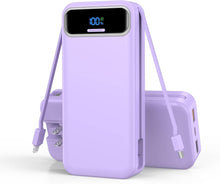 Load image into Gallery viewer, Compact 20000mAh Portable Charger with AC Wall Plug &amp; Built-In Cables for Travel