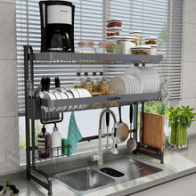 Load image into Gallery viewer, 3-Tier Over Sink Dish Drying Rack - Adjustable Stainless Steel Organizer